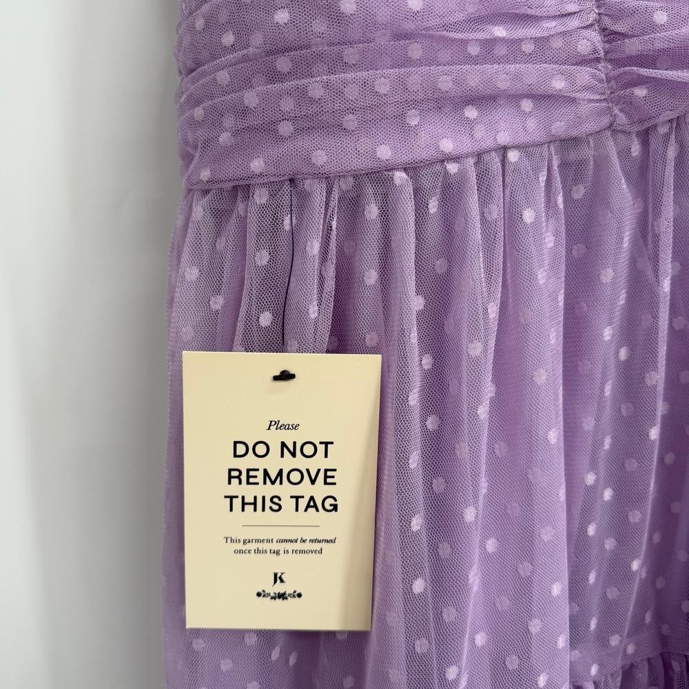 JessaKae Jeanne Dress Plus Size 4X Lavender Purple Swiss Dot Tulle Tiered Midi - Picture 3 of 12